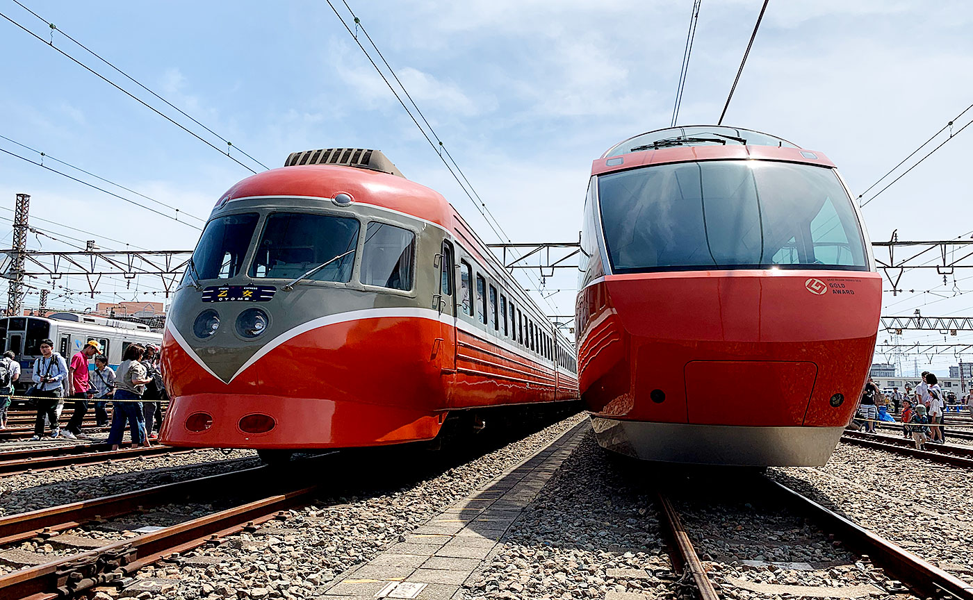 新旧のロマンスカー共演。小田急ファミリー鉄道展2019